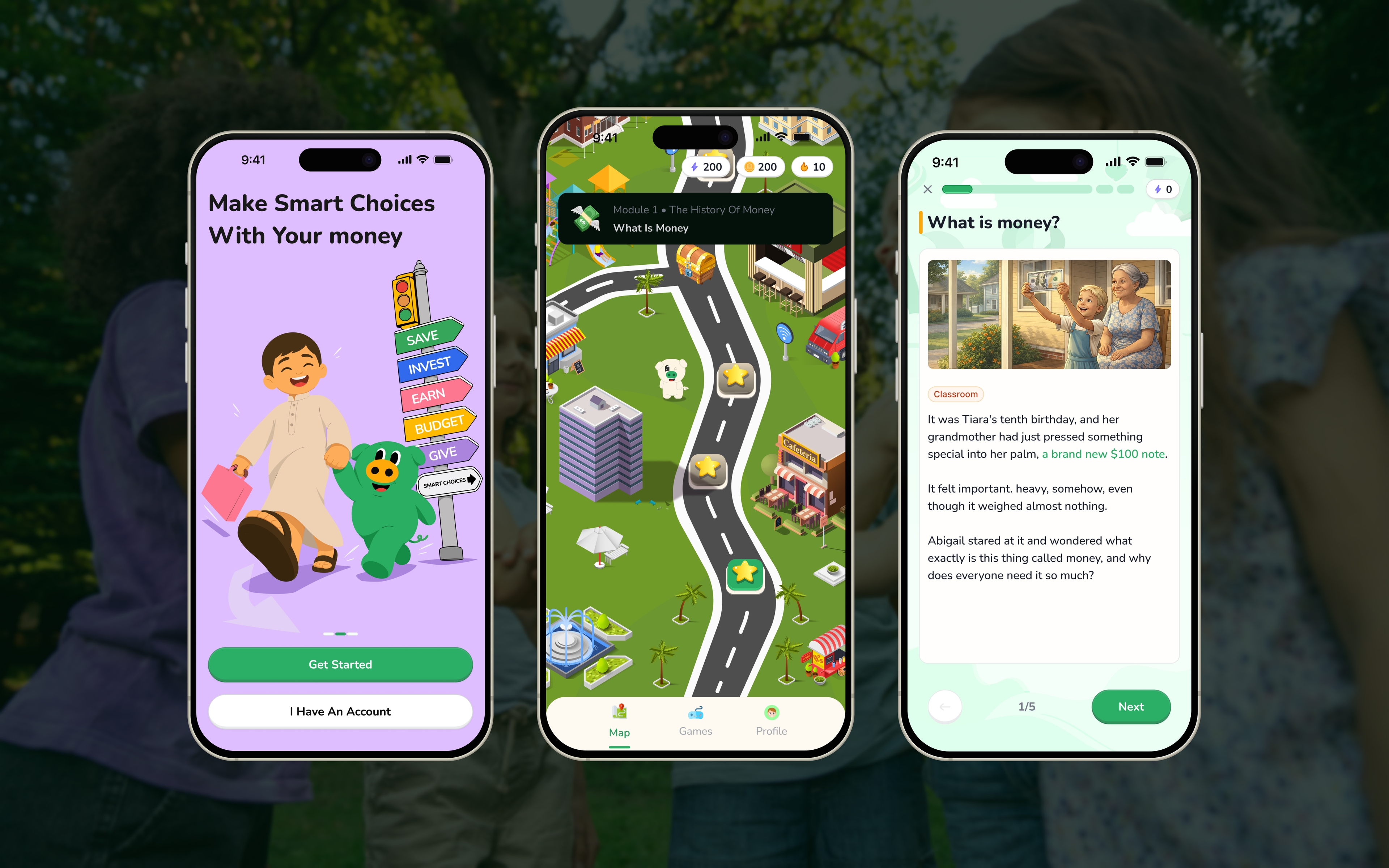 MoneyKids product screens