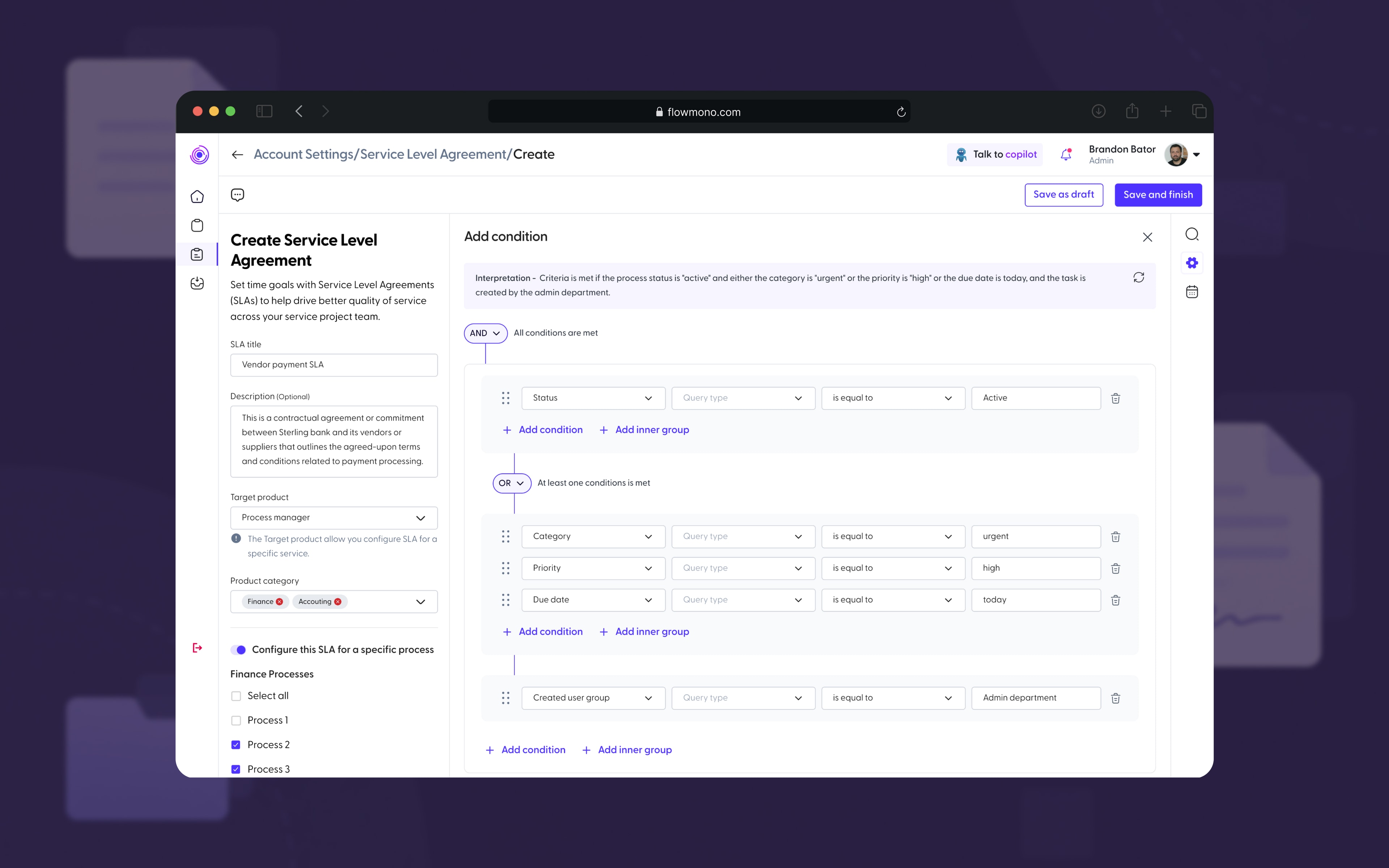 Process Manager workflow and process tracking